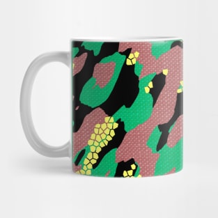 Camouflage - Green and Dark Salmon Mug